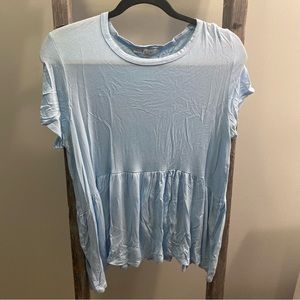 Blue Short Sleeve Blouse